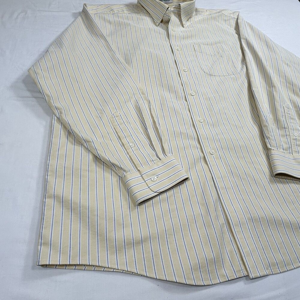 LL Bean Mens Dress Shirt 17.5-35 Regular Fit Button Front Long Sleeve Stripe - Picture 3 of 10